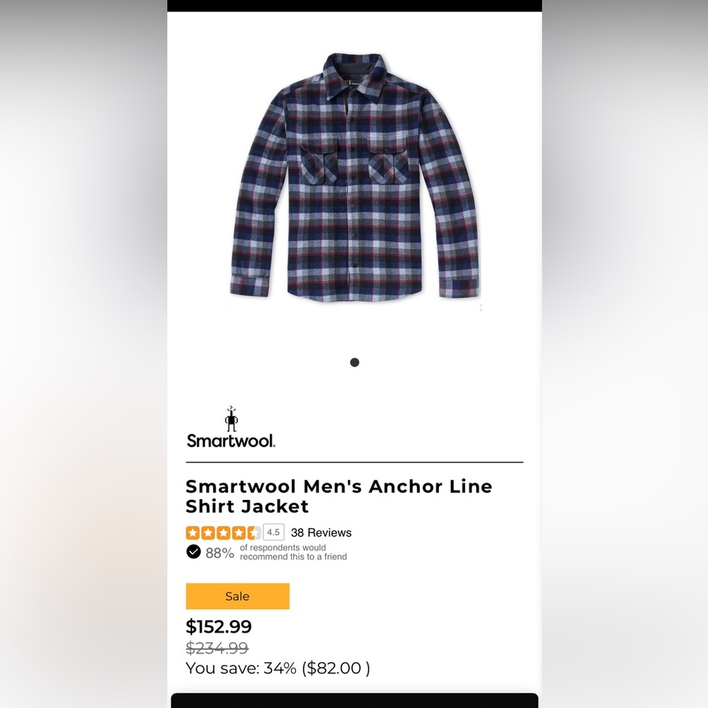 Smartwool Men's Anchor Line Shirt Jacket **BRAND NEW WITH TAGS!**